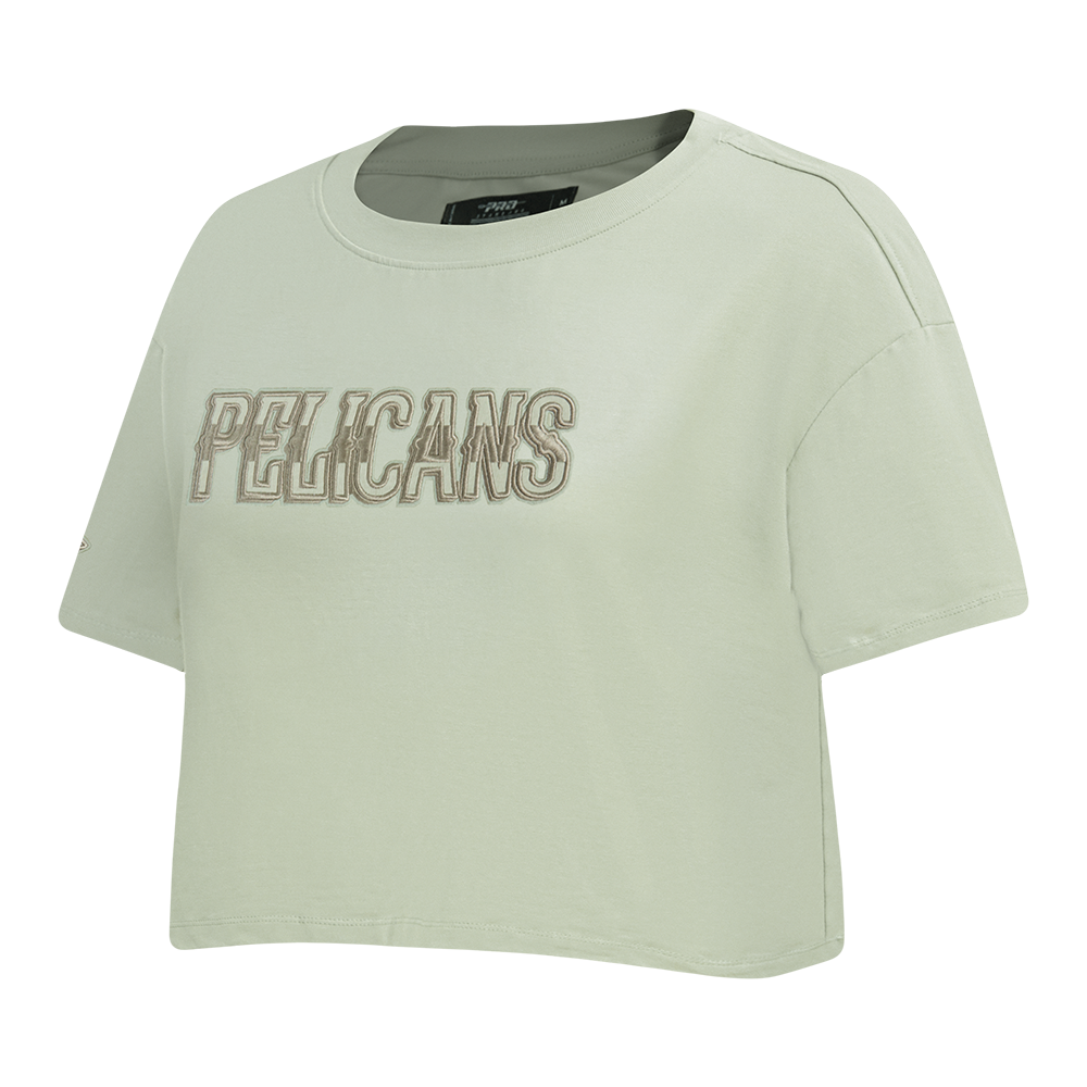 NBA NEW ORLEANS PELICANS NEUTRAL SINGLE JERSEY BOXY TEE (MOSS)