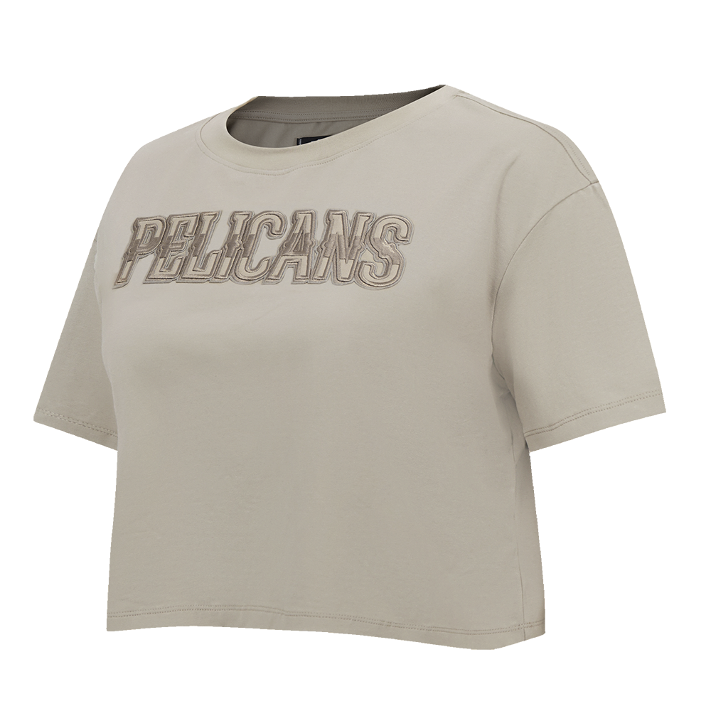 NBA NEW ORLEANS PELICANS NEUTRAL SINGLE JERSEY BOXY TEE (TAUPE)