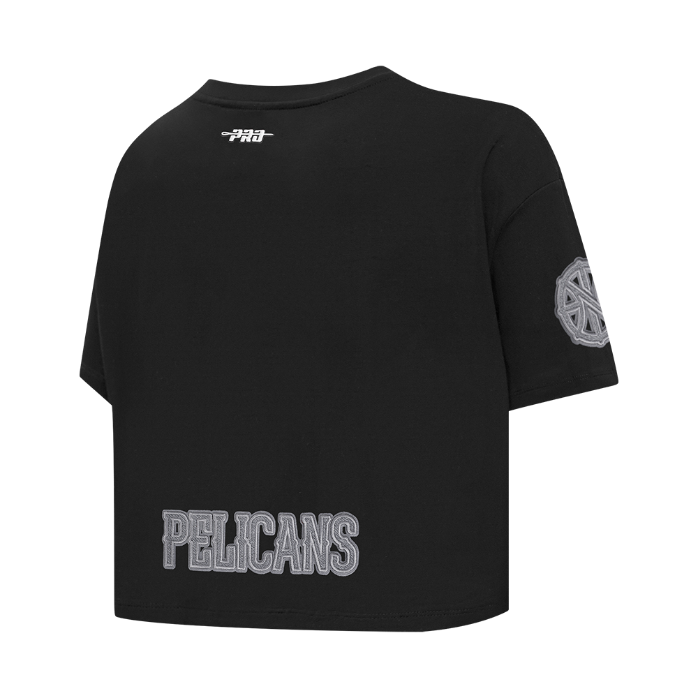 NBA NEW ORLEANS PELICANS REVERSE FRENCH TERRY WOMEN'S SJ BOXY TEE (BLACK)