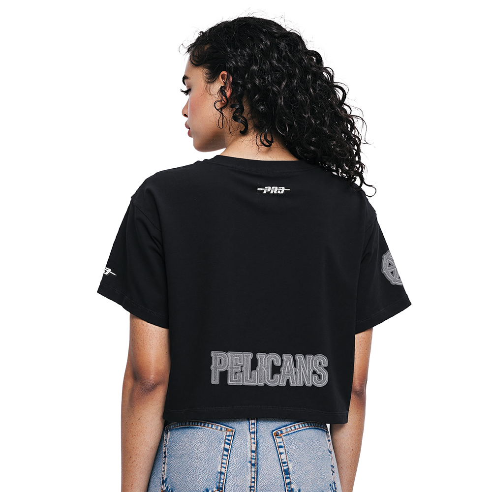 NBA NEW ORLEANS PELICANS REVERSE FRENCH TERRY WOMEN'S SJ BOXY TEE (BLACK)