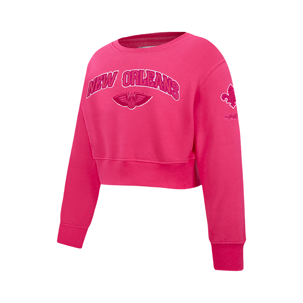 NBA NEW ORLEANS PELICANS TRIPLE PINK BIG GIRLS FLC CREWNECK (BEETROOT PURPLE)