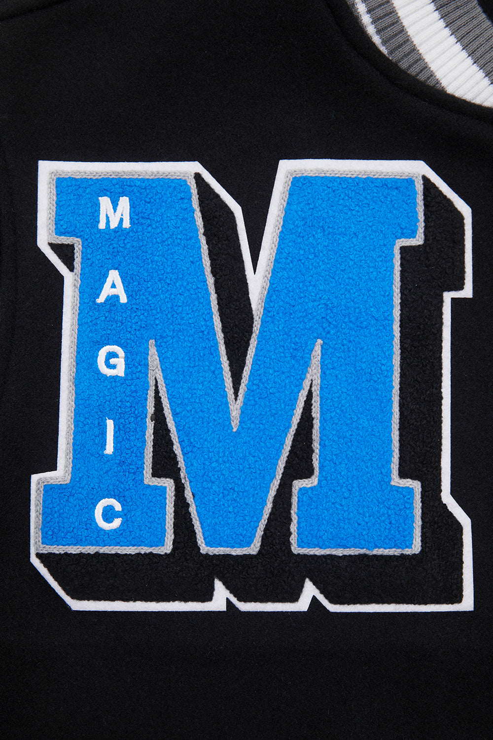 NBA ORLANDO MAGIC MASHUP MEN'S RIB WOOL VARSITY JACKET (BLACK/GRAY)