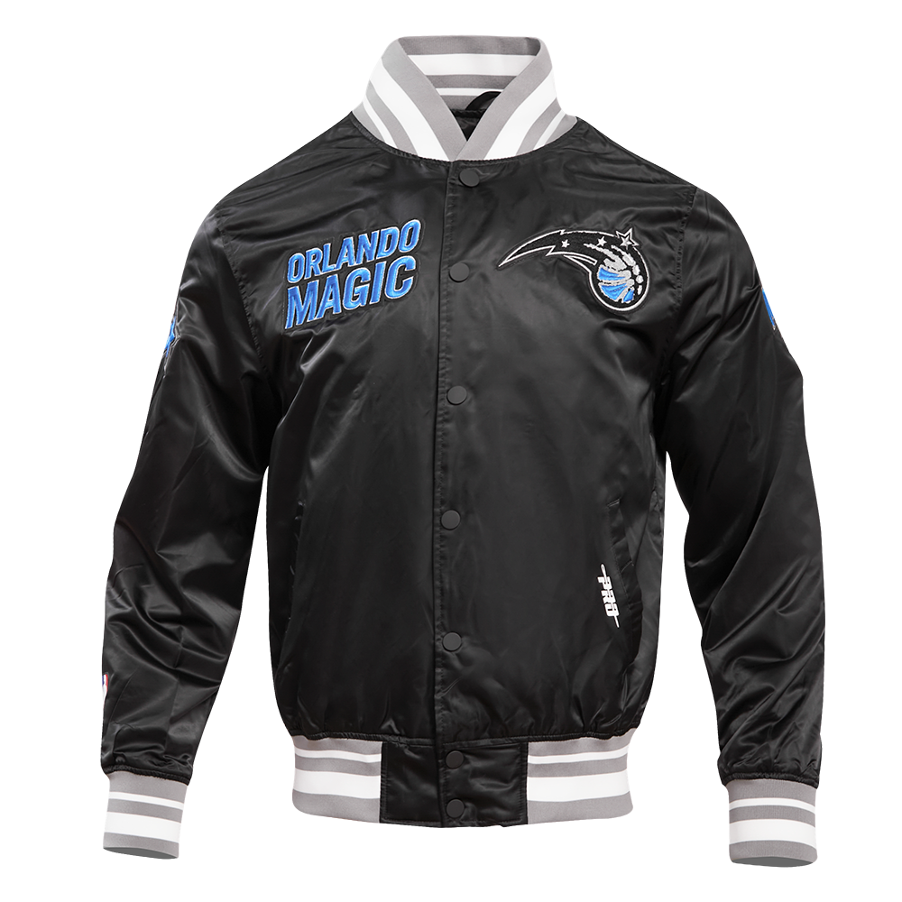 NBA ORLANDO MAGIC RETRO CLASSIC MEN S RIB SATIN JACKET BLACK GRAY Pro Standard