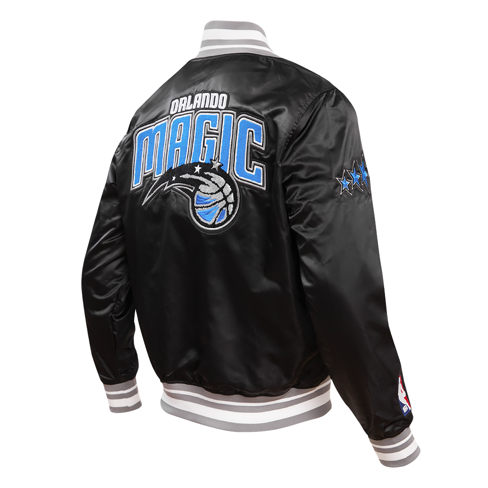 NBA ORLANDO MAGIC RETRO CLASSIC MEN S RIB SATIN JACKET BLACK GRAY Pro Standard