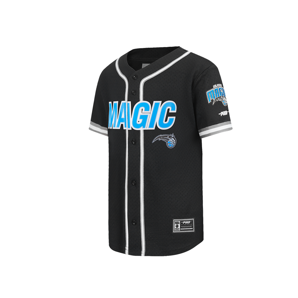 ORLANDO MAGIC CLASSIC BIG BOY'S MESH BUTTON DOWN SHIRT (BLACK/GRAY)
