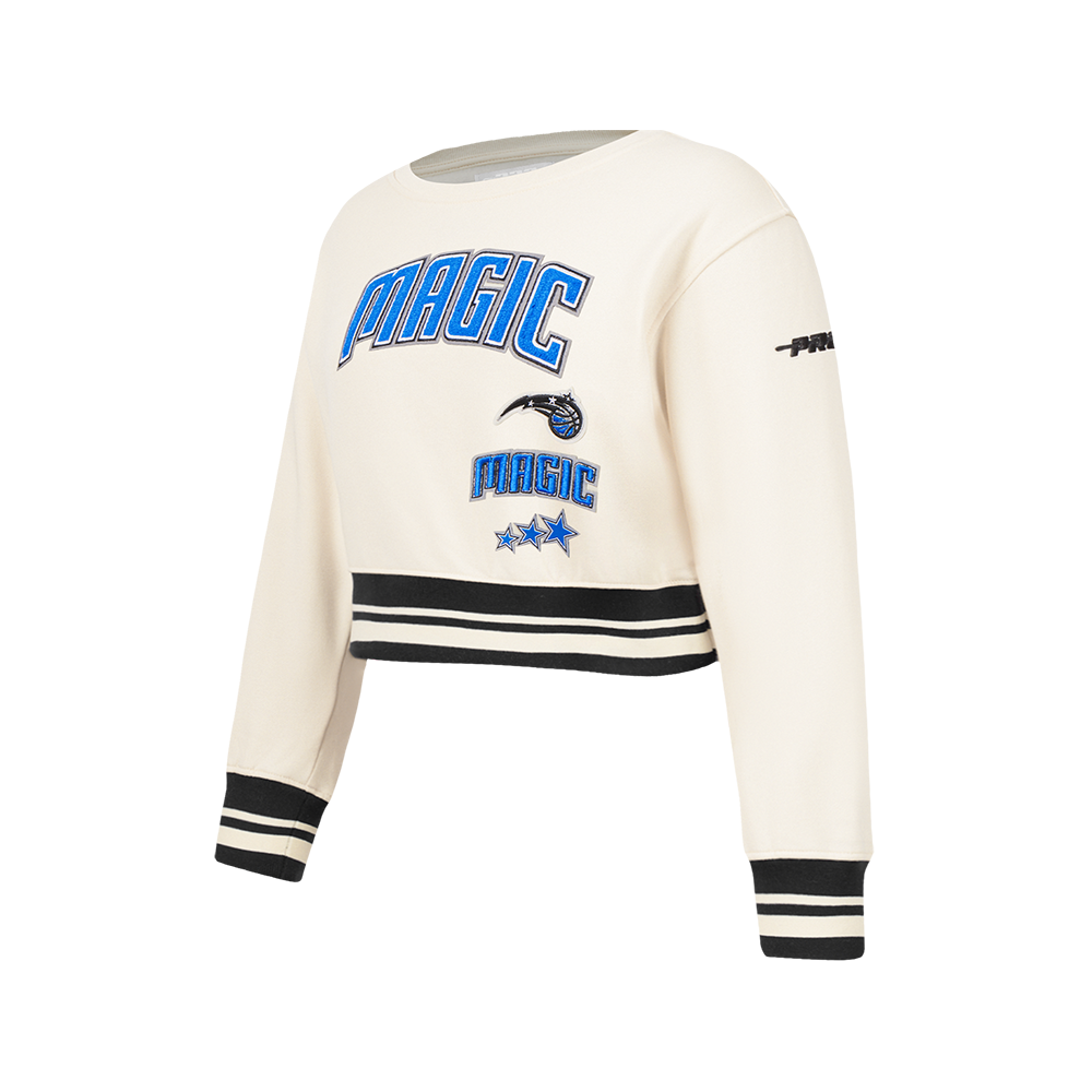ORLANDO MAGIC RETRO CLASSIC BIG GIRL'S RIB FLC CREWNECK (EGGSHELL/ BLACK)