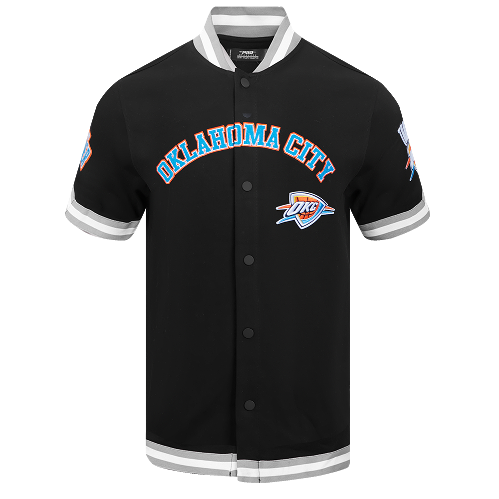 NBA OKLAHOMA CITY THUNDER CLASSIC MEN S WARM UP JACKET BLACK GRAY Pro Standard