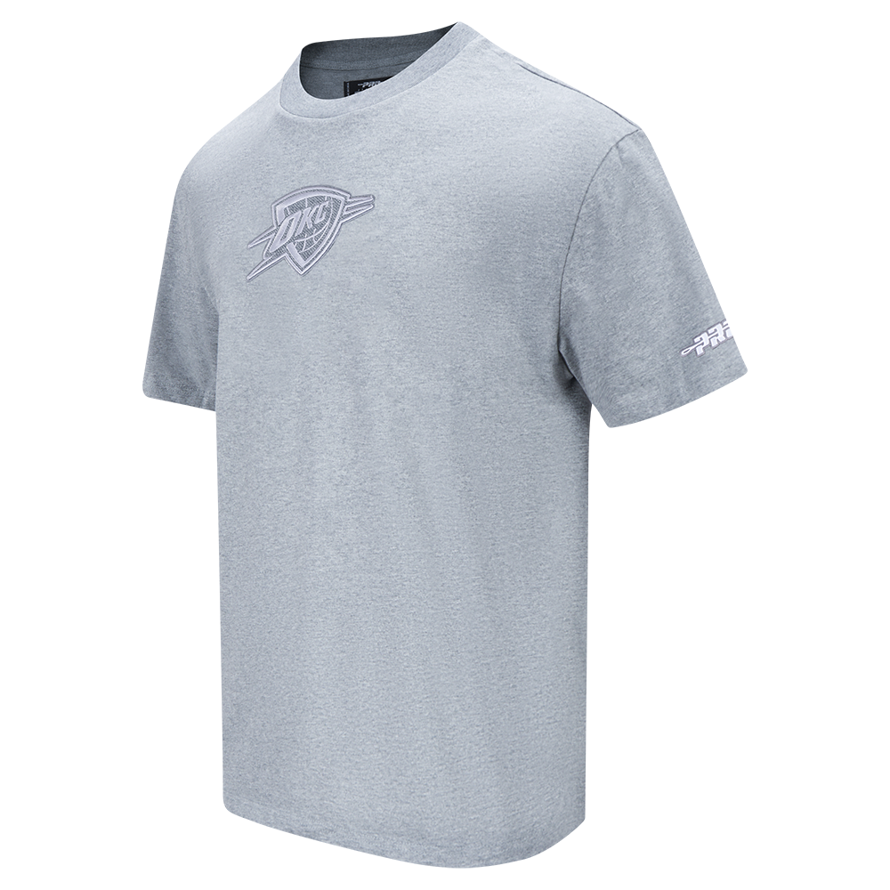 NBA OKLAHOMA CITY THUNDER REVERSE FRENCH TERRY MEN'S CJ DROP SHOULDER TEE (DARK HEATHER GRAY)