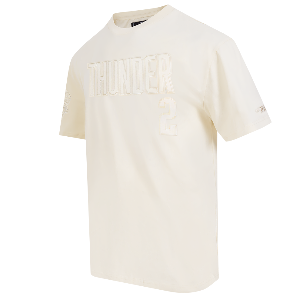 NBA OKLAHOMA CITY THUNDER SHAI GILGEOUS-ALEXANDER #2 NEUTRAL PLAYER NAME & NUMBER MEN'S DROP SHOULDER TEE (EGGSHELL)