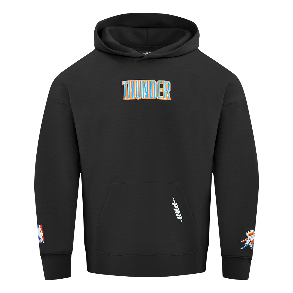 NBA OKLAHOMA CITY THUNDER WINGSPAN MEN'S DROP SHOULDER FLC PO HOODIE (BLACK)