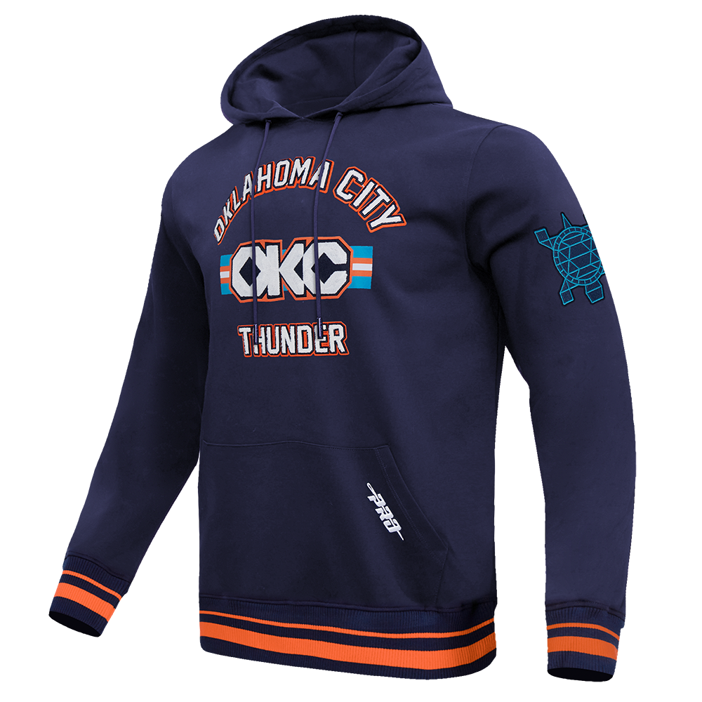 NBA OKLAHOMA CITY THUNDER CITY EDITION 25-26 MEN'S RIB FLC PO HOODIE (MIDNIGHT NAVY/ORANGE/MIDNIGHT NAVY)