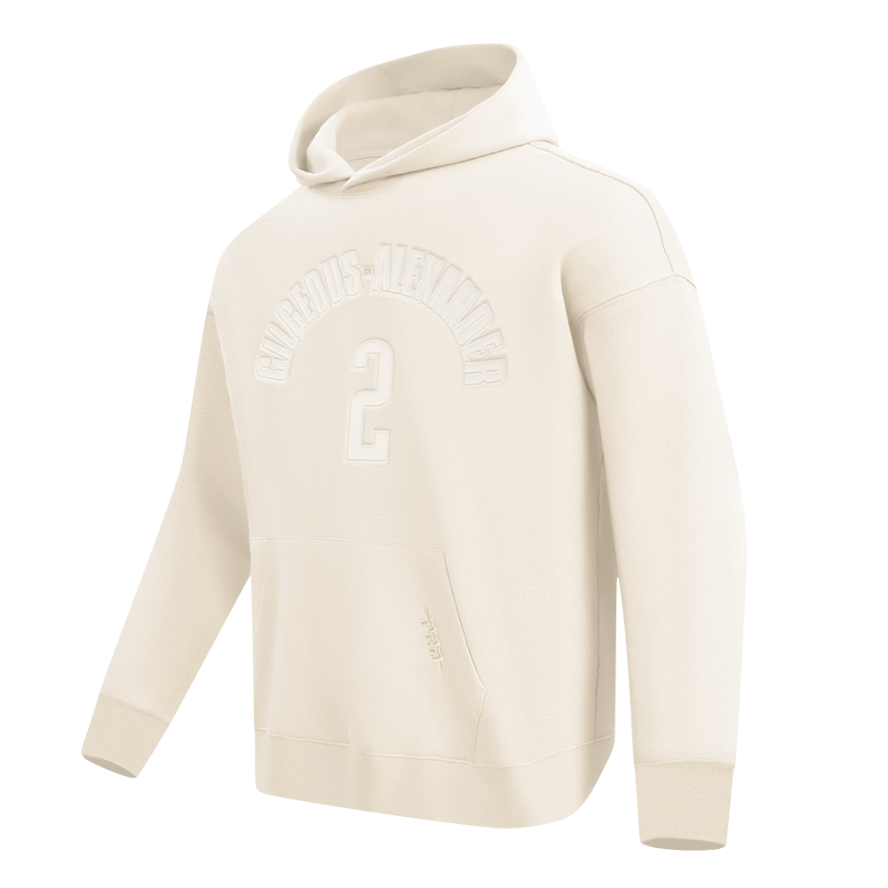 NBA OKLAHOMA CITY THUNDER SHAI GILGEOUS-ALEXANDER #2 NEUTRAL PNN MEN'S DROP SHOULDER FLC PO HOODIE (EGGSHELL)