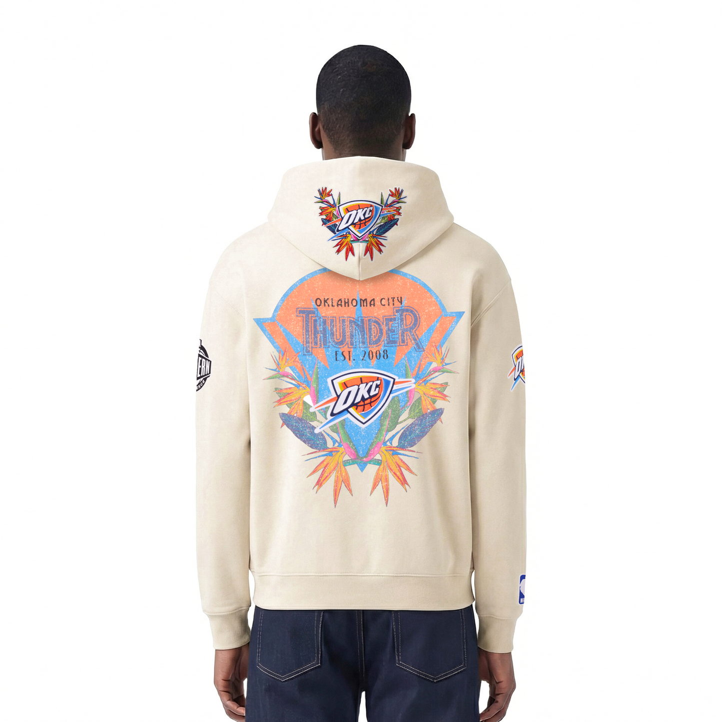 NBA OKLAHOMA CITY THUNDER PARADISE MEN'S PULL OVER HOODIE (EGGSHELL)