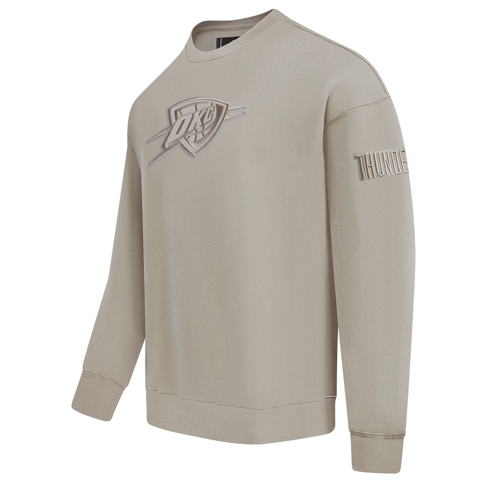 NBA OKLAHOMA CITY THUNDER NEUTRAL MEN'S DROP SHOULDER FLC CREWNECK (TAUPE)