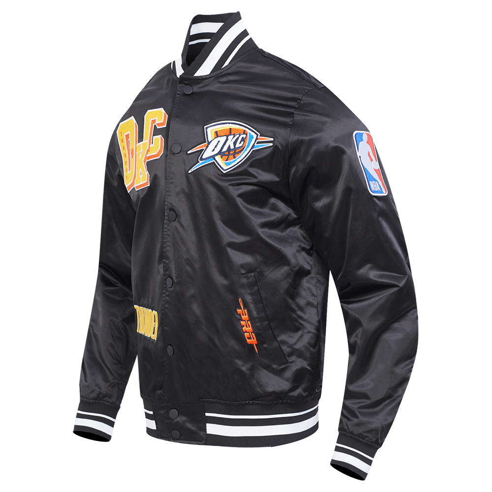 NBA OKLAHOMA CITY THUNDER BEST OF MEN'S RIB SATIN JACKET (BLACK)
