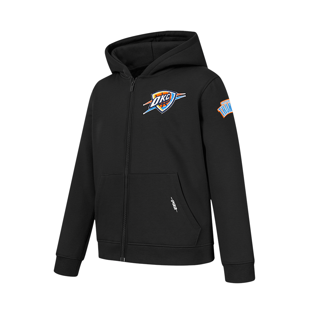 NBA OKLAHOMA CITY THUNDER CLASSIC BIG BOY'S FLC FZ PO HOODIE (BLACK)
