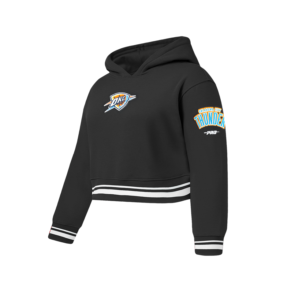 OKLAHOMA CITY THUNDER RETRO CLASSIC BIG GIRL'S RIB FLC PO HOODIE (BLACK)