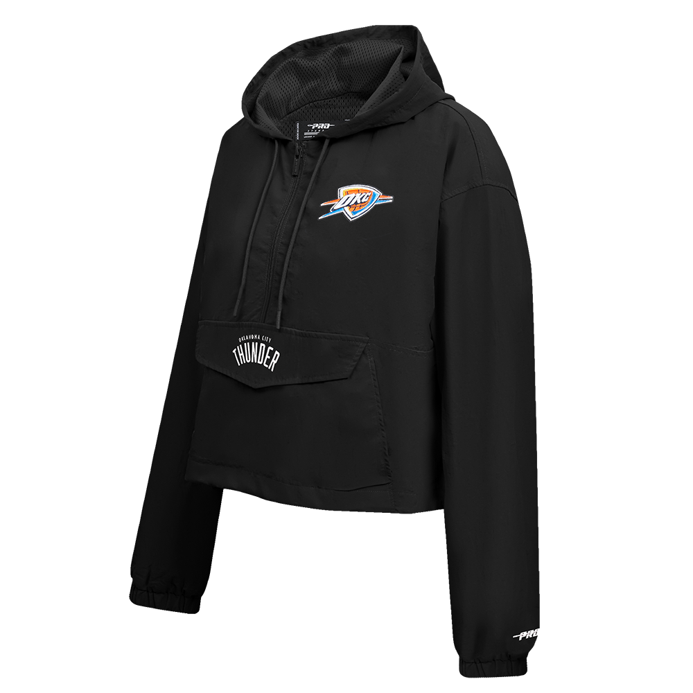 NBA OKLAHOMA CITY THUNDER CLASSIC WIND WOVEN WOMEN'S 1/2 JACKET (BLACK)