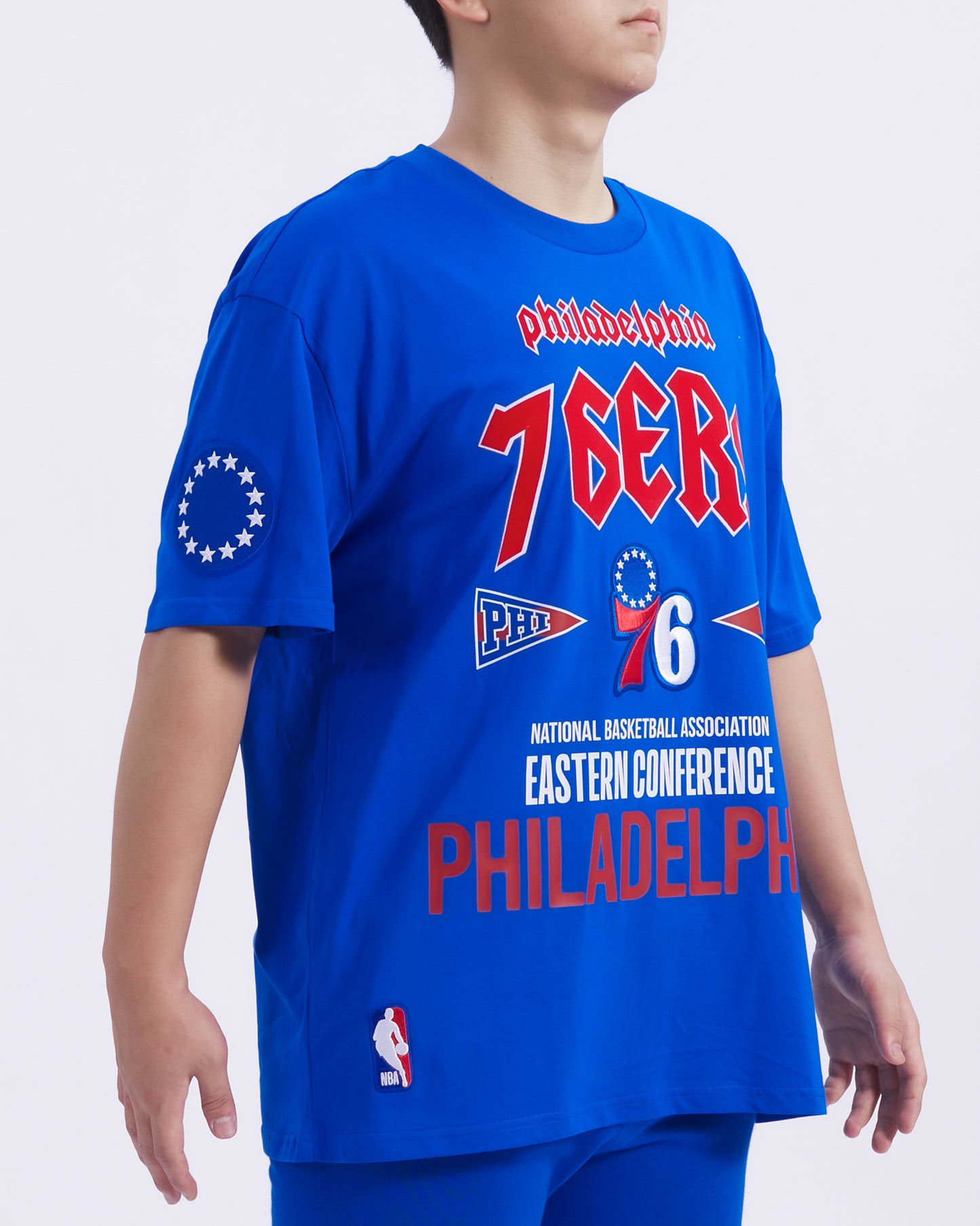 NBA PHILADELPHIA 76ers CITY TOUR CJ DROP SHOULDER TEE (ROYAL BLUE)