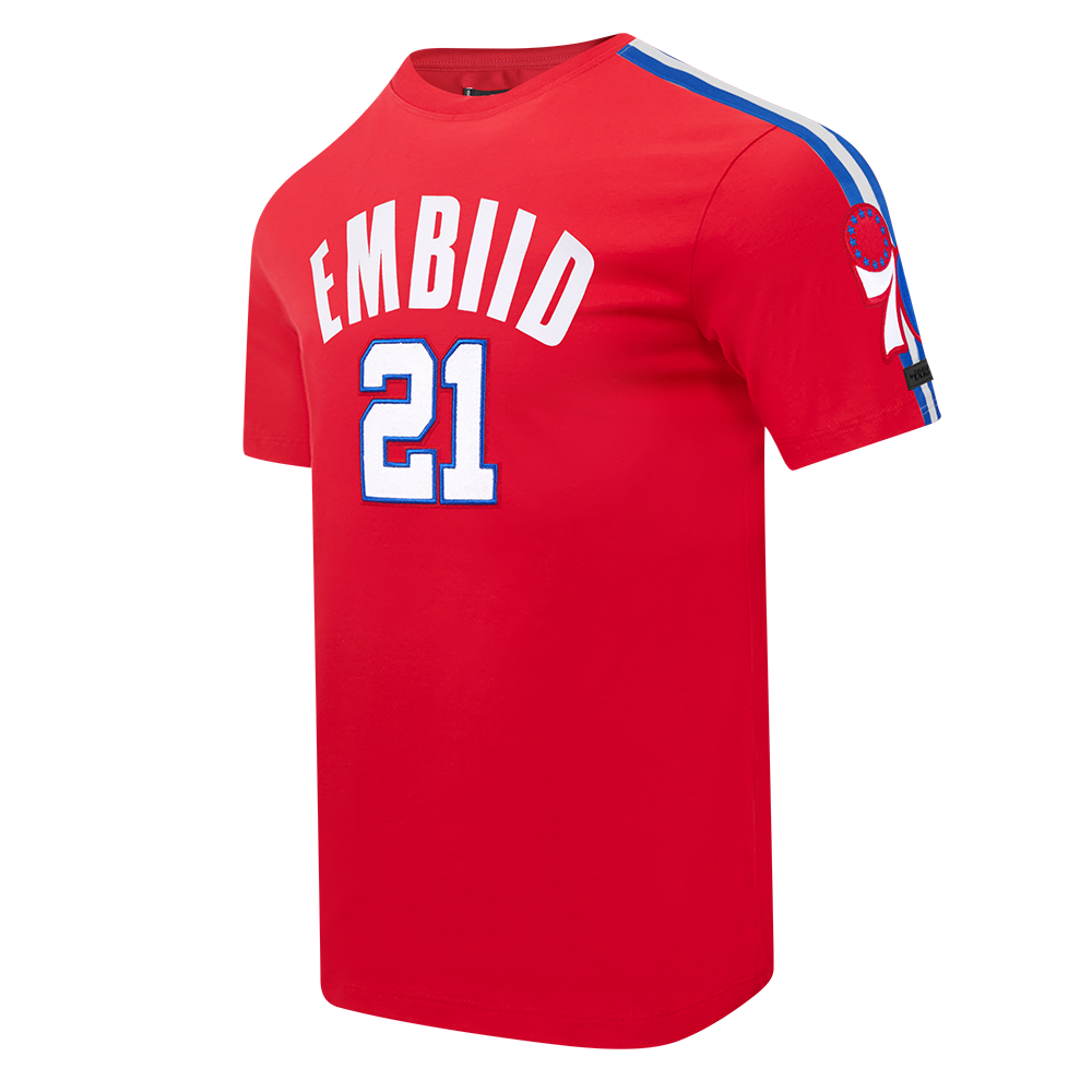NBA PHILADELPHIA 76ERS JOEL EMBIID #21 CLASSIC PNN MEN'S SJ TAPING T (RED/ROYAL BLUE)