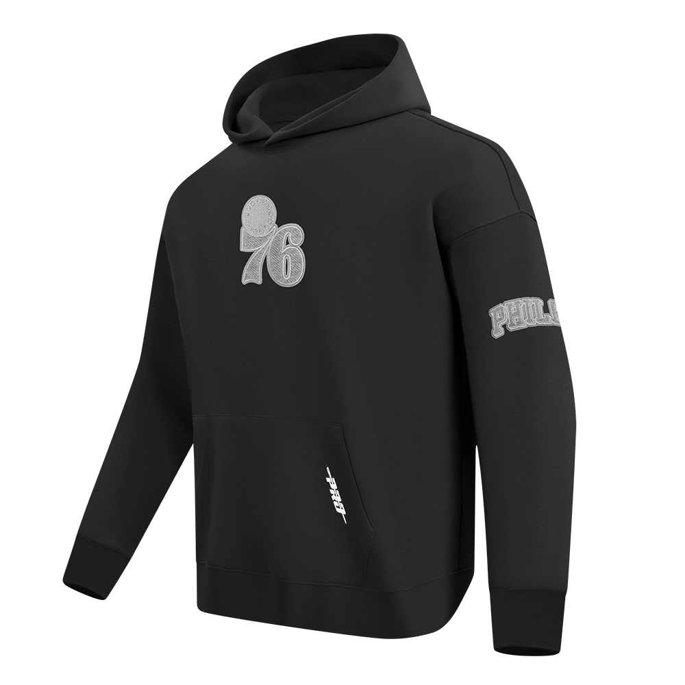 NBA PHILADELPHIA 76ERS REVERSE FRENCH TERRY MEN'S DROP SHOULDER FLC (BLACK)