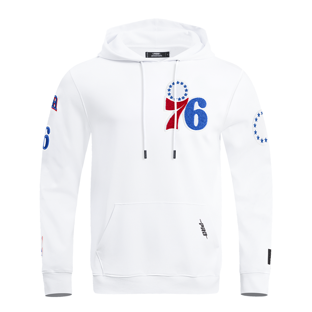 NBA PHILADELPHIA 76ERS CLASSIC CHENILLE MEN S PO HOODIE WHITE Pro Standard