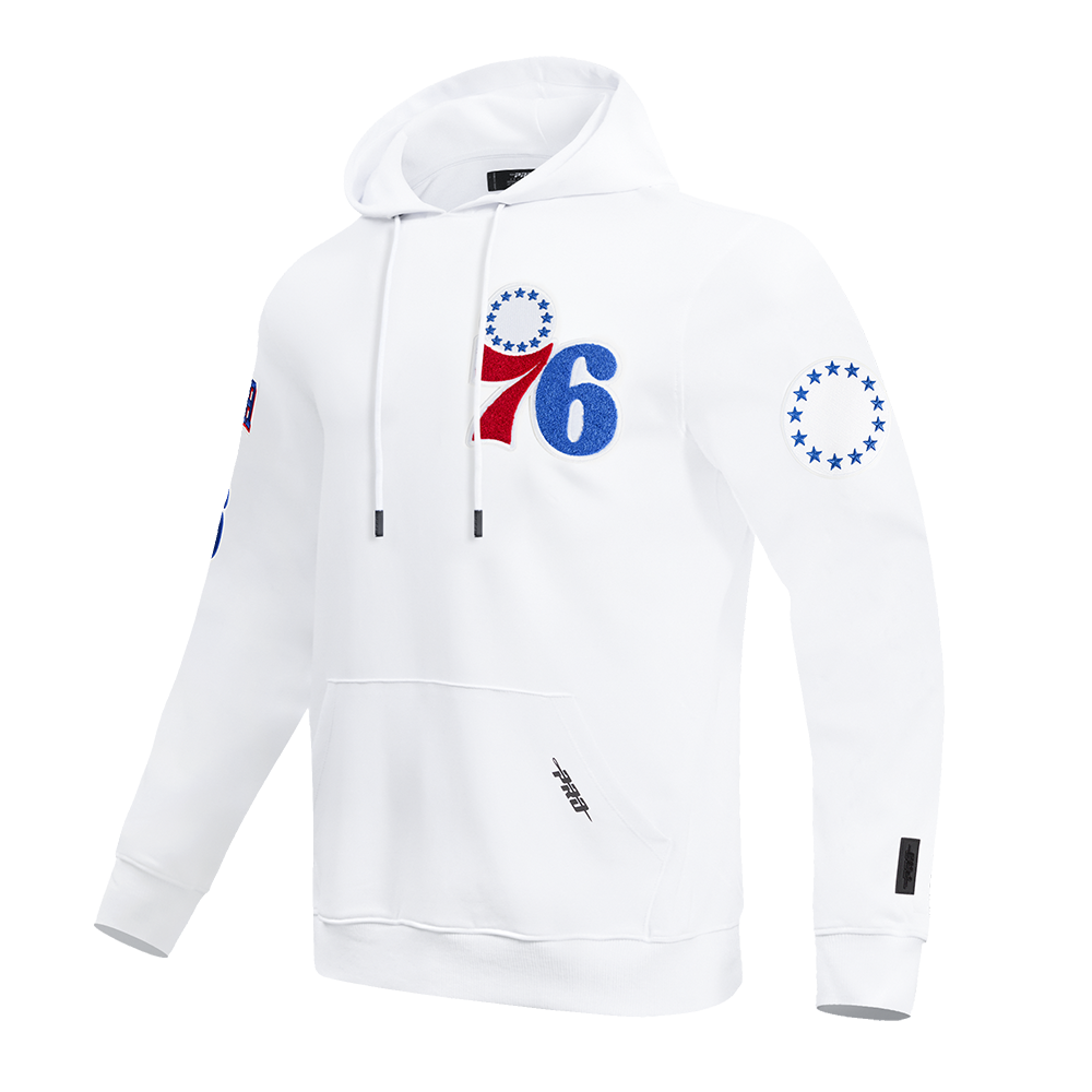 NBA PHILADELPHIA 76ERS CLASSIC CHENILLE MEN S PO HOODIE WHITE Pro Standard