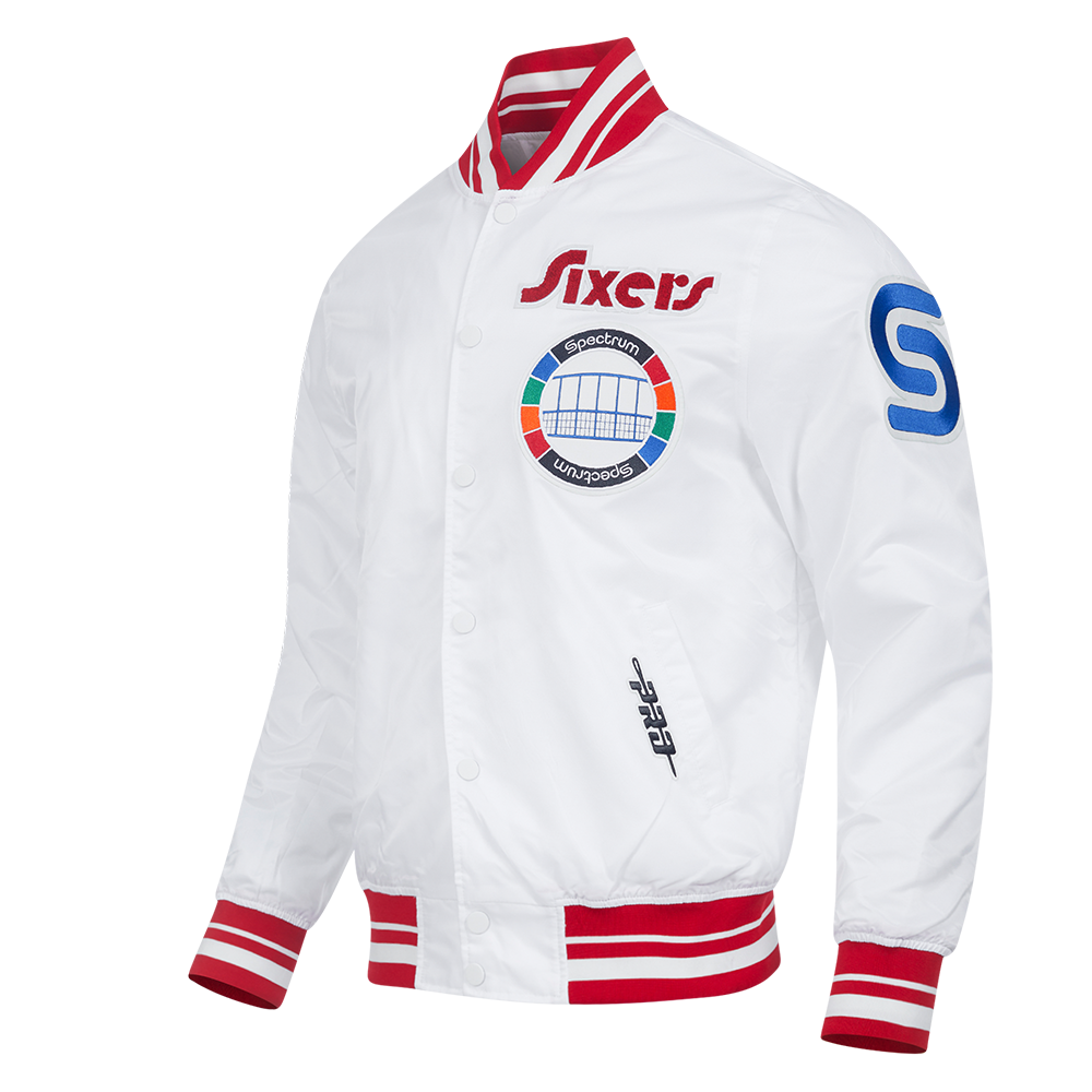 NBA PHILADELPHIA 76ERS CITY EDITION 24-25 MEN'S RIB SATIN JACKET (WHITE/RED)