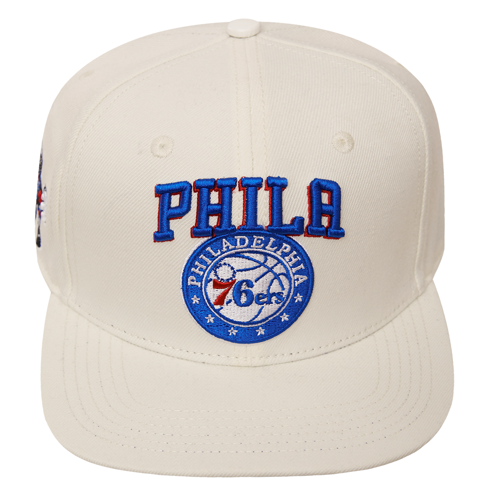 NBA PHILADELPHIA 76ERS RETRO CLASSIC UNISEX LOGO WOOL SNAPBACK HAT (EGGSHELL)