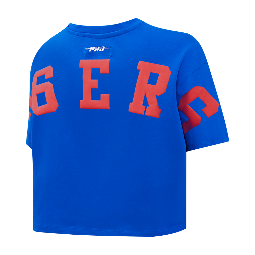 PHILADELPHIA 76ERS WINGSPAN WOMEN'S SJ BOXY TEE (ROYAL BLUE)