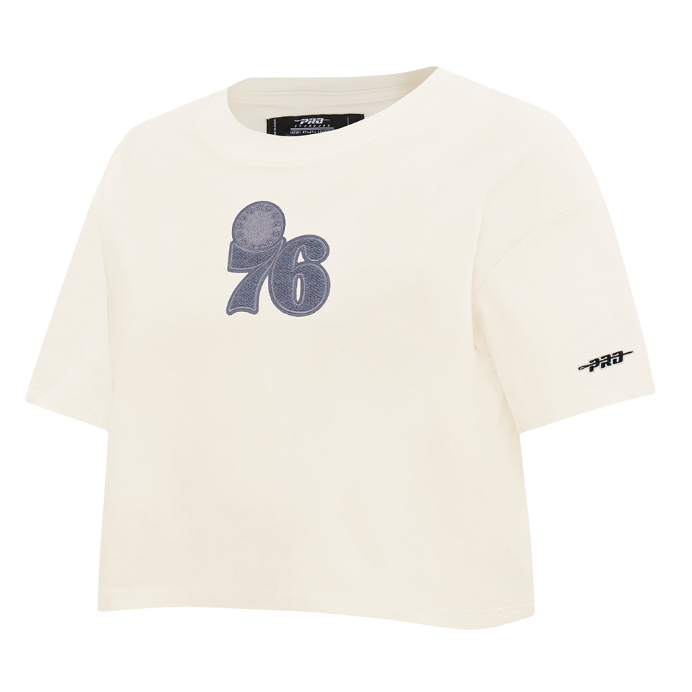 NBA PHILADELPHIA 76ERS REVERSE FRENCH TERRY WOMEN'S SJ BOXY TEE (EGGSHELL)