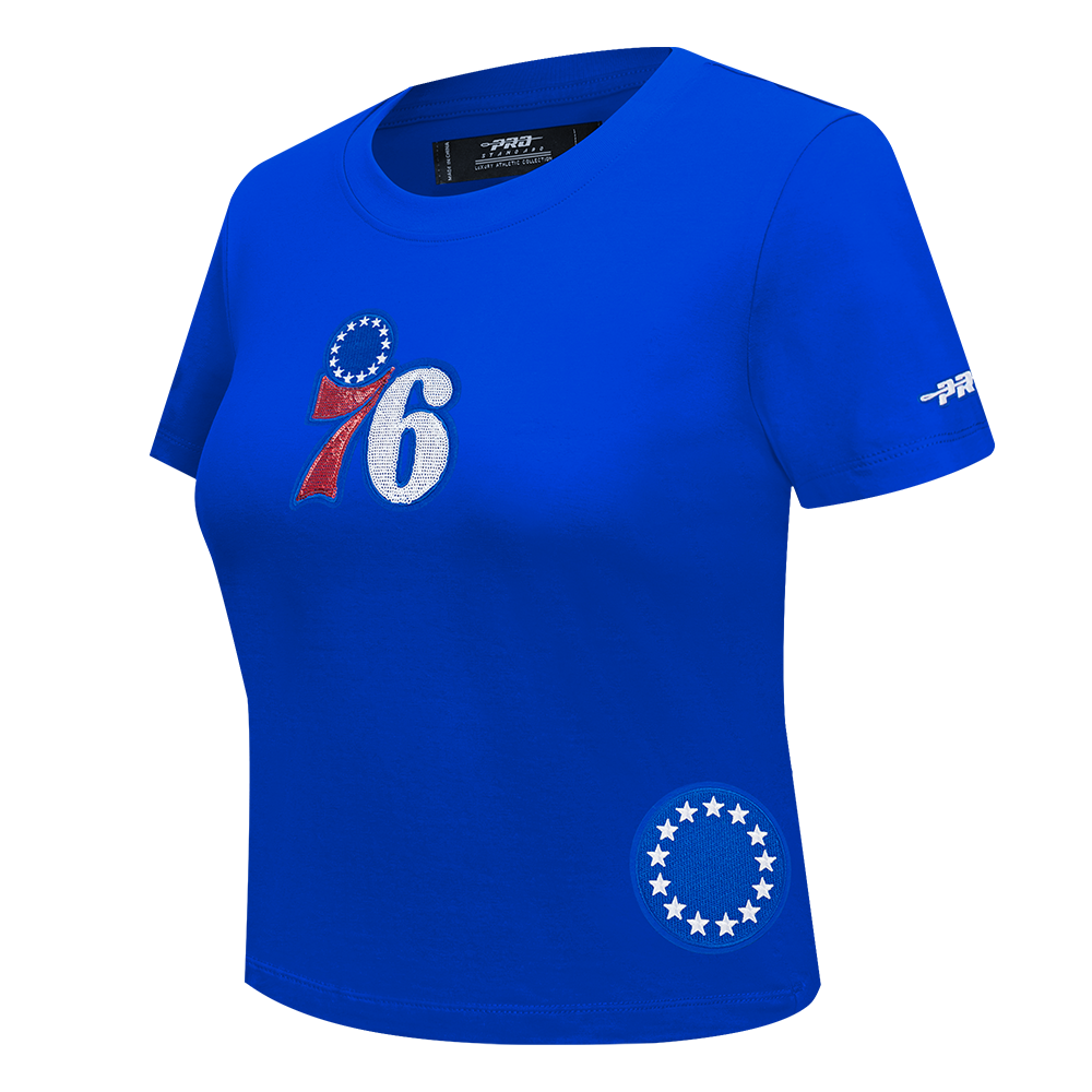NBA PHILADELPHIA 76ERS GAME DAY CLASSICS WOMEN'S SJ BABY DOLL TEE (ROYAL BLUE)