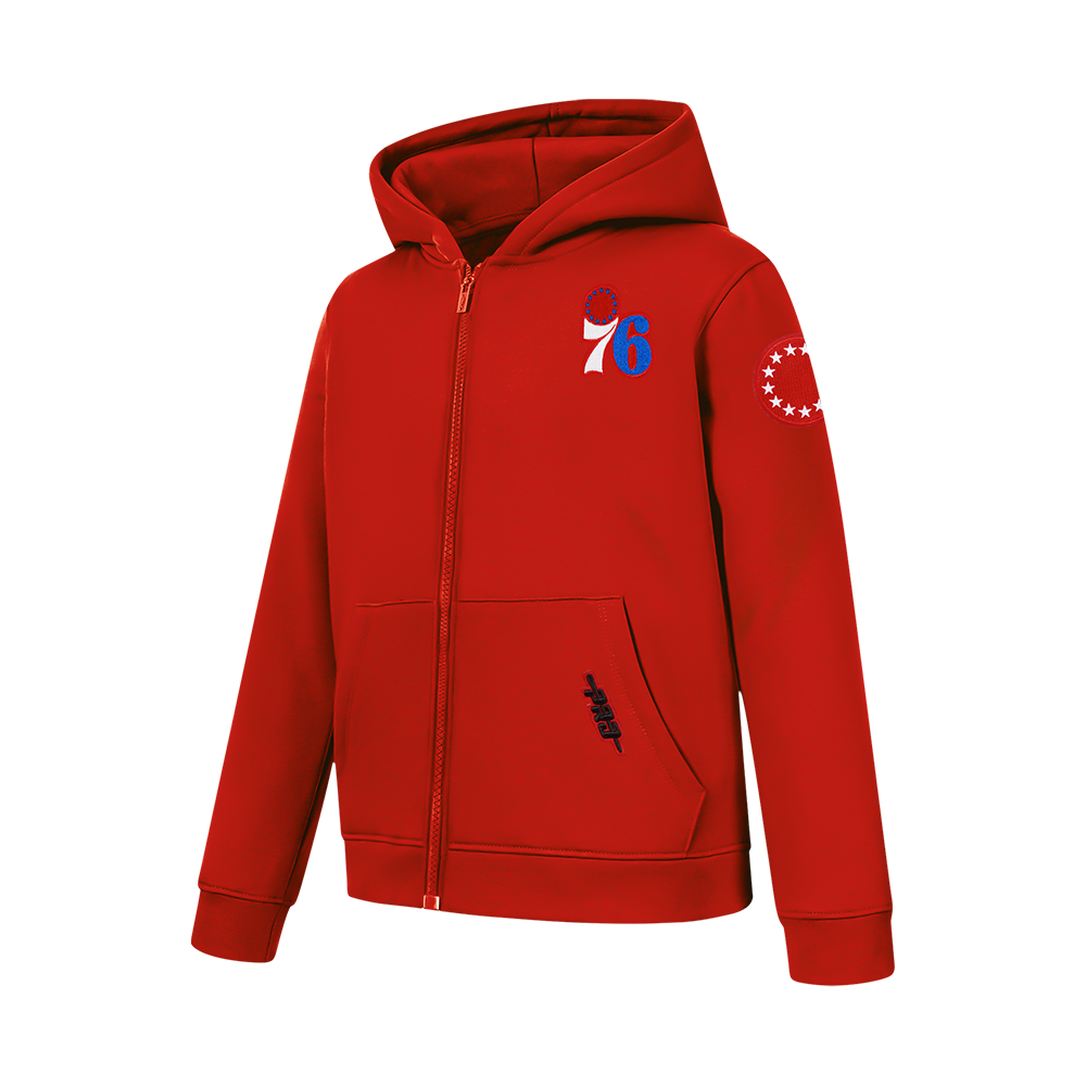 NBA PHILADELPHIA 76ERS CLASSIC BIG BOYS FLC FZ PO HOODIE (RED)