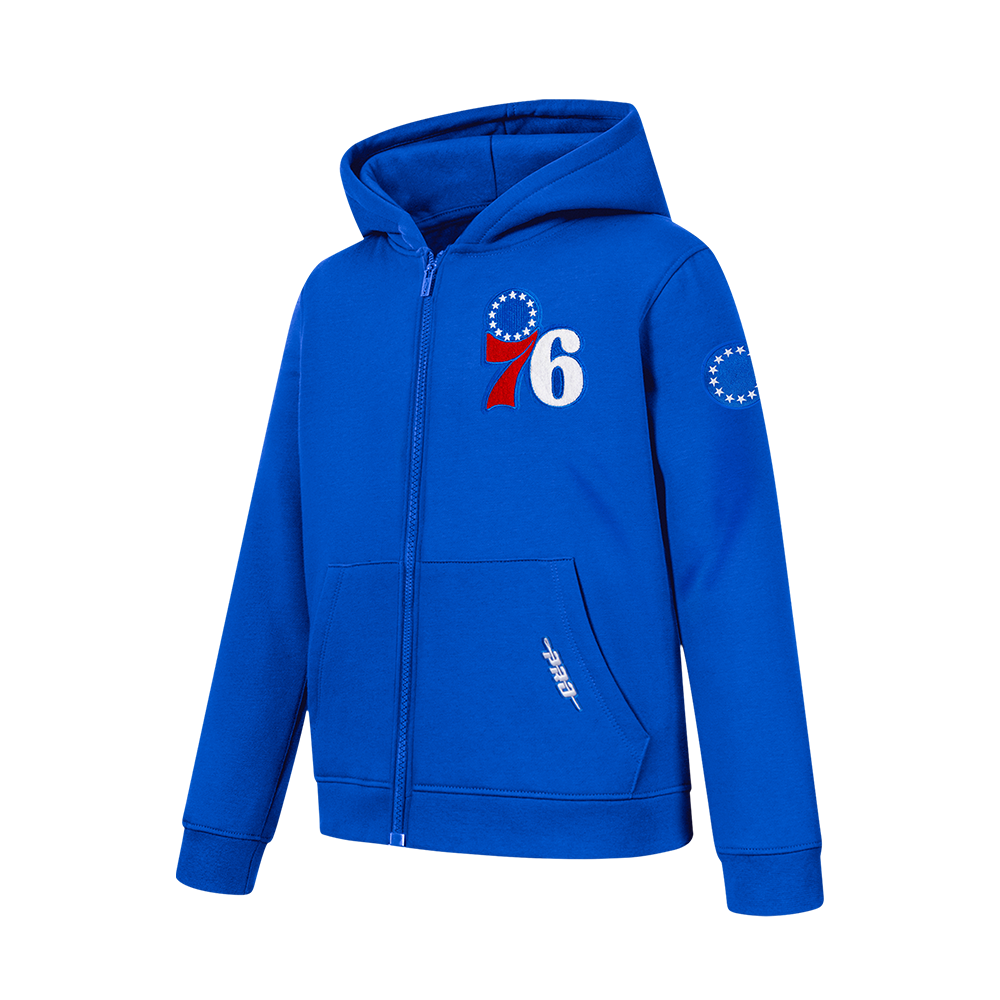 NBA PHILADELPHIA 76ERS CLASSIC BIG BOY'S FLC FZ PO HOODIE (ROYAL BLUE)