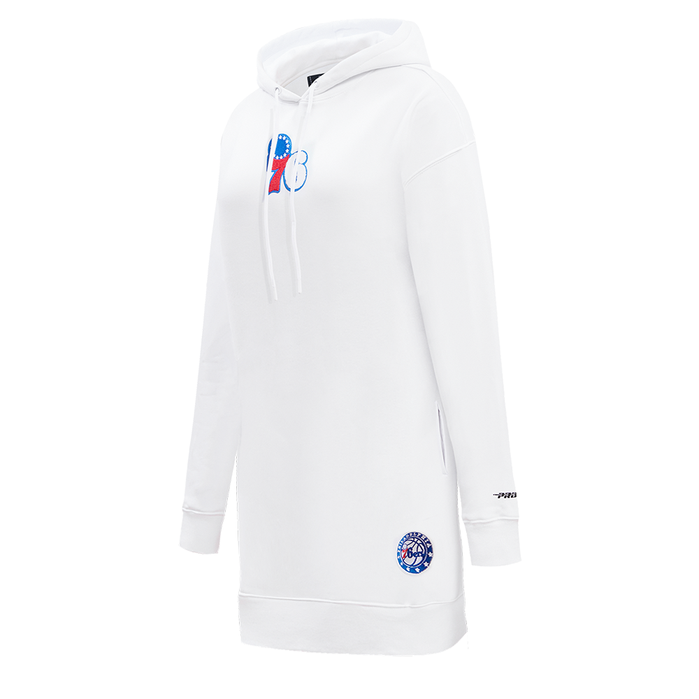 NBA PHILADELPHIA 76ERS CLASSIC WOMEN'S FLC HOODIE DRESS (WHITE)
