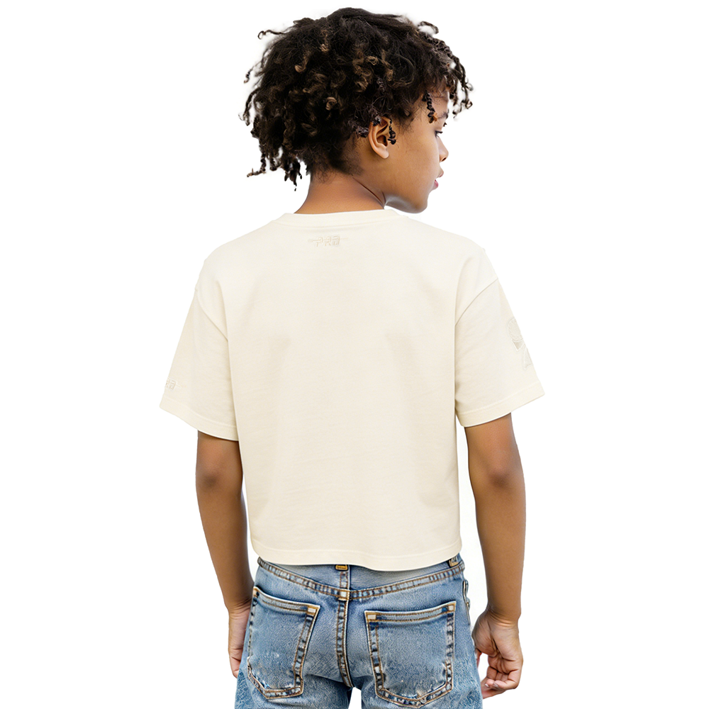 NBA PHILADELPHIA 76ERS NEUTRAL BIG GIRLS SHORT SLEEVE BOXY TEE (EGGSHELL)