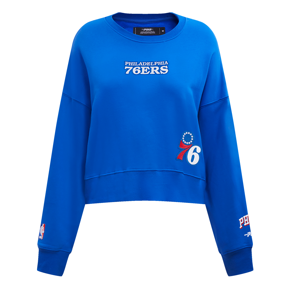 NBA PHILADELPHIA 76ERS WINGSPAN WOMEN'S FLEECE CREWNECK (ROYAL BLUE)
