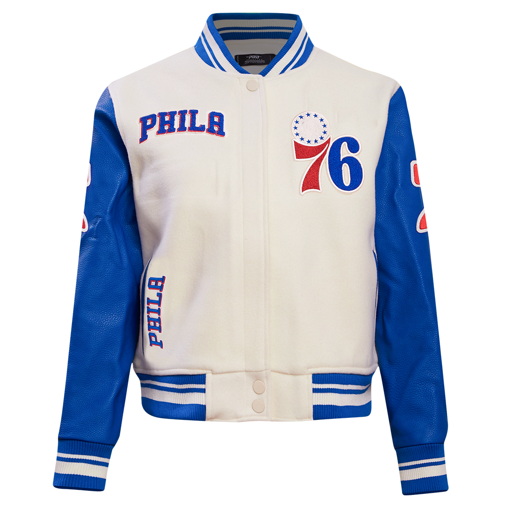 NBA PHILADELPHIA 76ERS RETRO CLASSIC WOMEN S RIB WOOL VARSITY JACKET Pro Standard