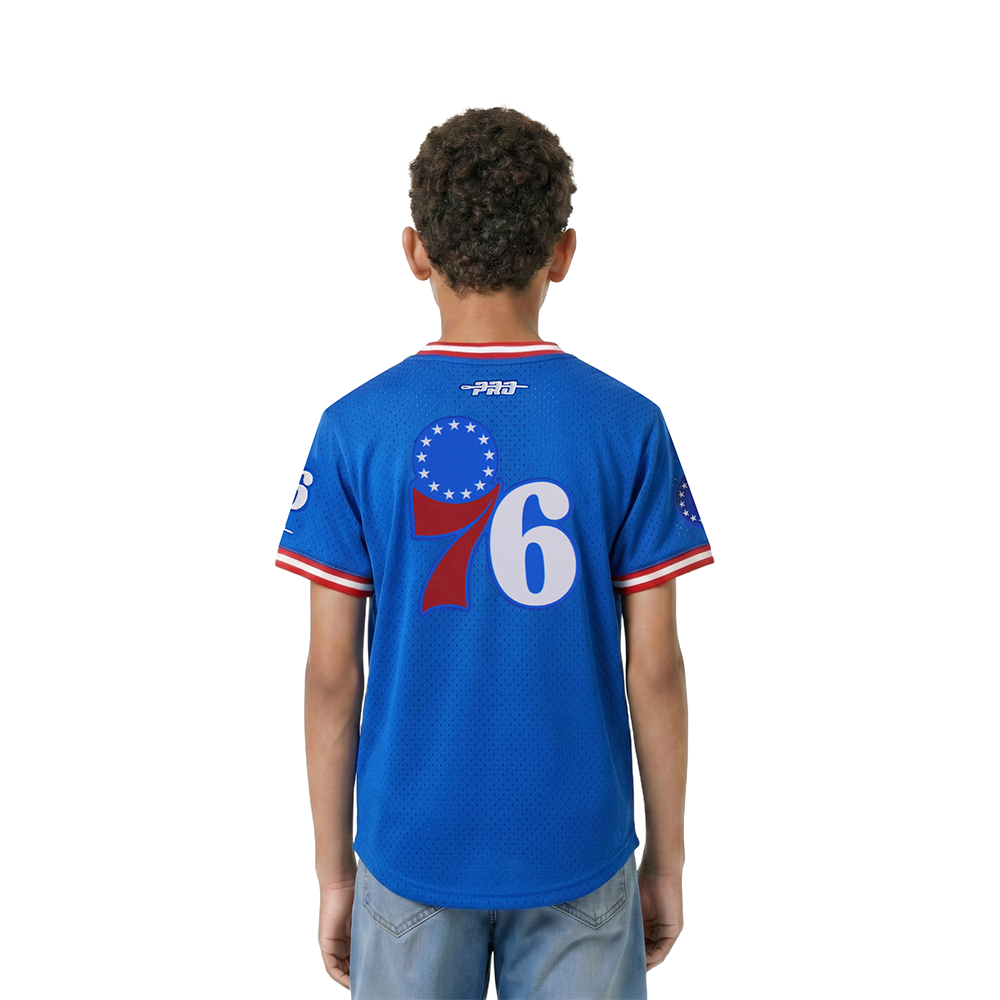 NBA PHILADELPHIA 76ERS CLASSIC LITTLE BOYS SHORT SLEEVE MESH TEE (ROYAL BLUE/RED)