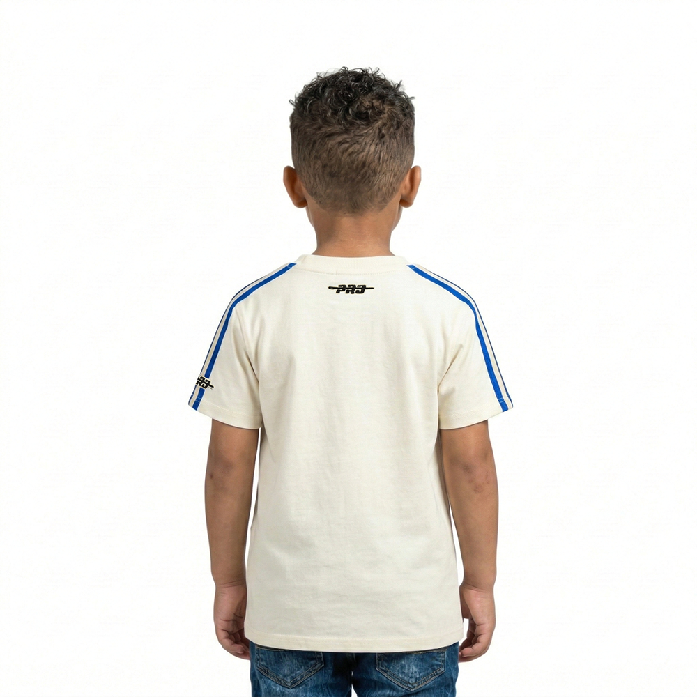 NBA PHILADELPHIA 76ERS RETRO CLASSIC TODDLER BOYS SHORT SLEEVE TAPING TEE (EGGSHELL/ROYAL BLUE)