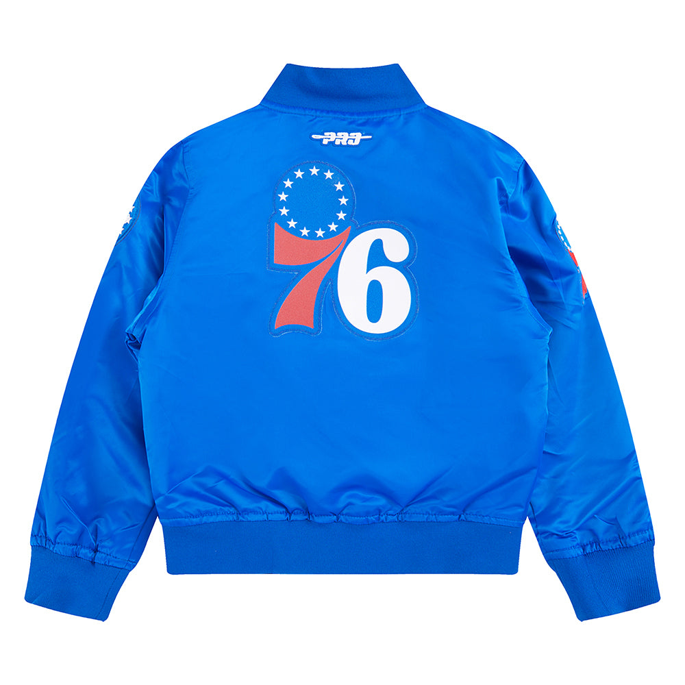 NBA PHILADELPHIA 76ERS CLASSIC TODDLER BOYS SATIN JACKET (ROYAL BLUE)