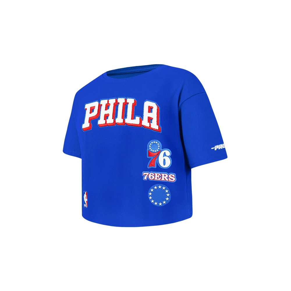 NBA PHILADELPHIA 76ERS RETRO CLASSIC TODDLER GIRLS SHORT SLEEVE BOXY TEE (ROYAL BLUE)
