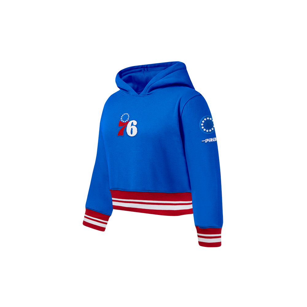 NBA PHILADELPHIA 76ERS RETRO CLASSIC TODDLER GIRLS  RIB FLEECE PULLOVER HOODIE (ROYAL BLUE/RED)