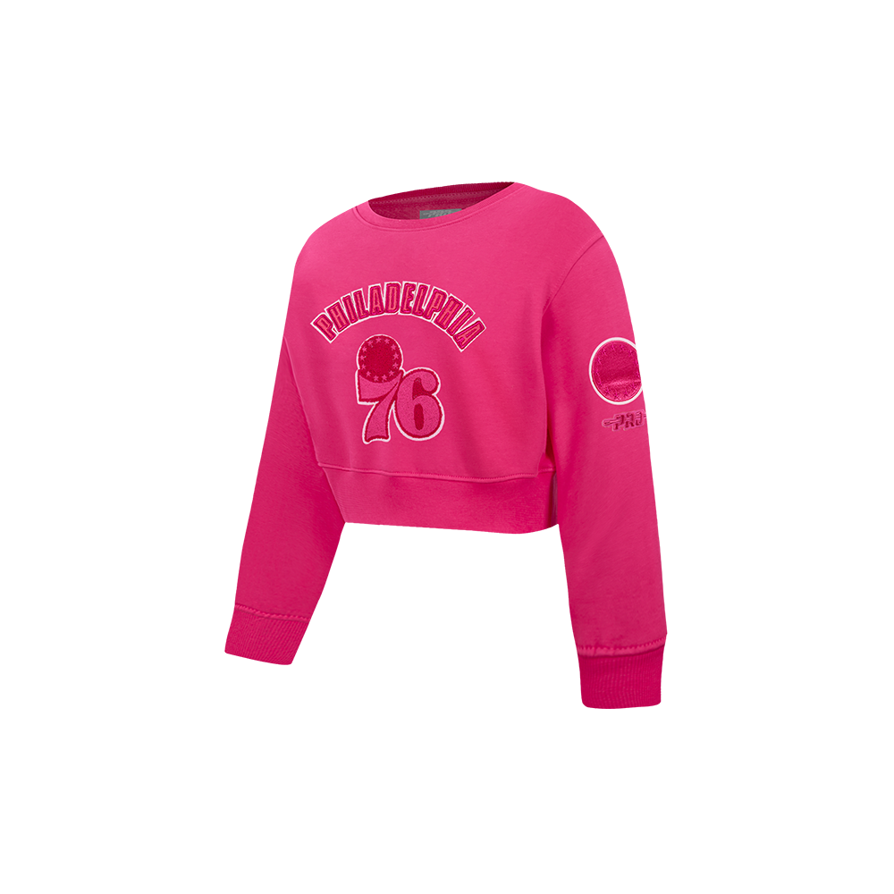 NBA PHILADELPHIA 76ERS TRIPLE PINK TODDLER GIRLS FLEECE CREWNECK (BEETROOT PURPLE)