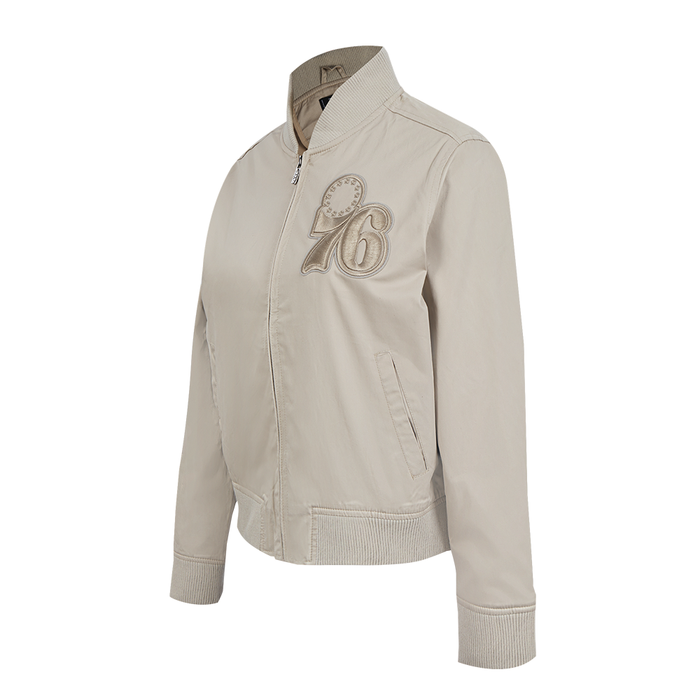 NBA PHILADELPHIA 76ERS NEURAL WOMEN'S TWILL JACKET (TAUPE)