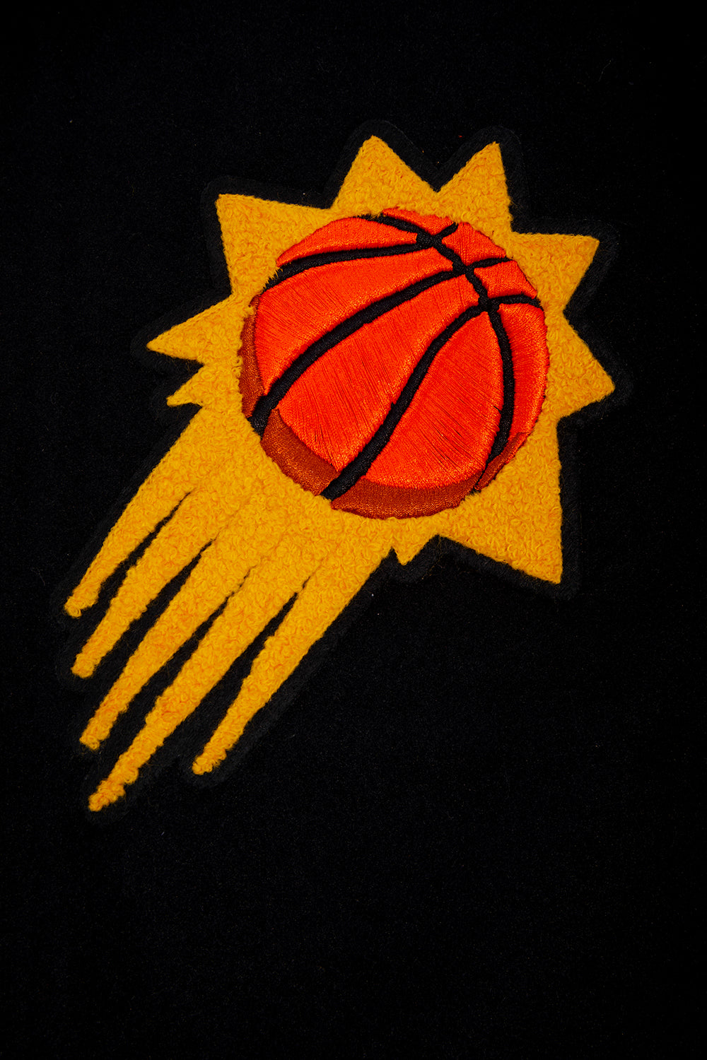 NBA PHOENIX SUNS MASHUP MEN'S RIB WOOL VARSITY JACKET (BLACK)