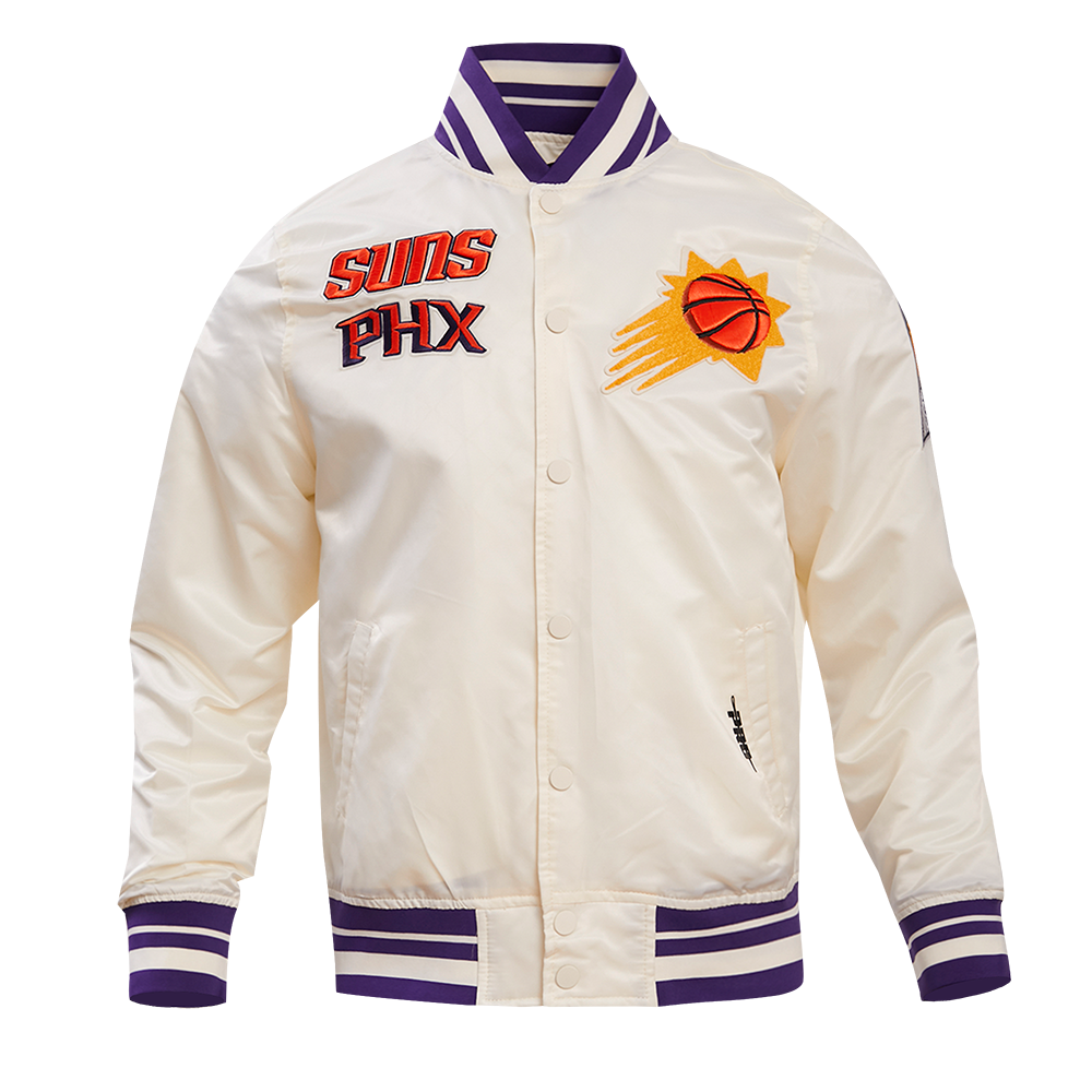 NBA PHOENIX SUNS RETRO CLASSIC MEN S RIB SATIN JACKET EGGSHELL PURPL Pro Standard