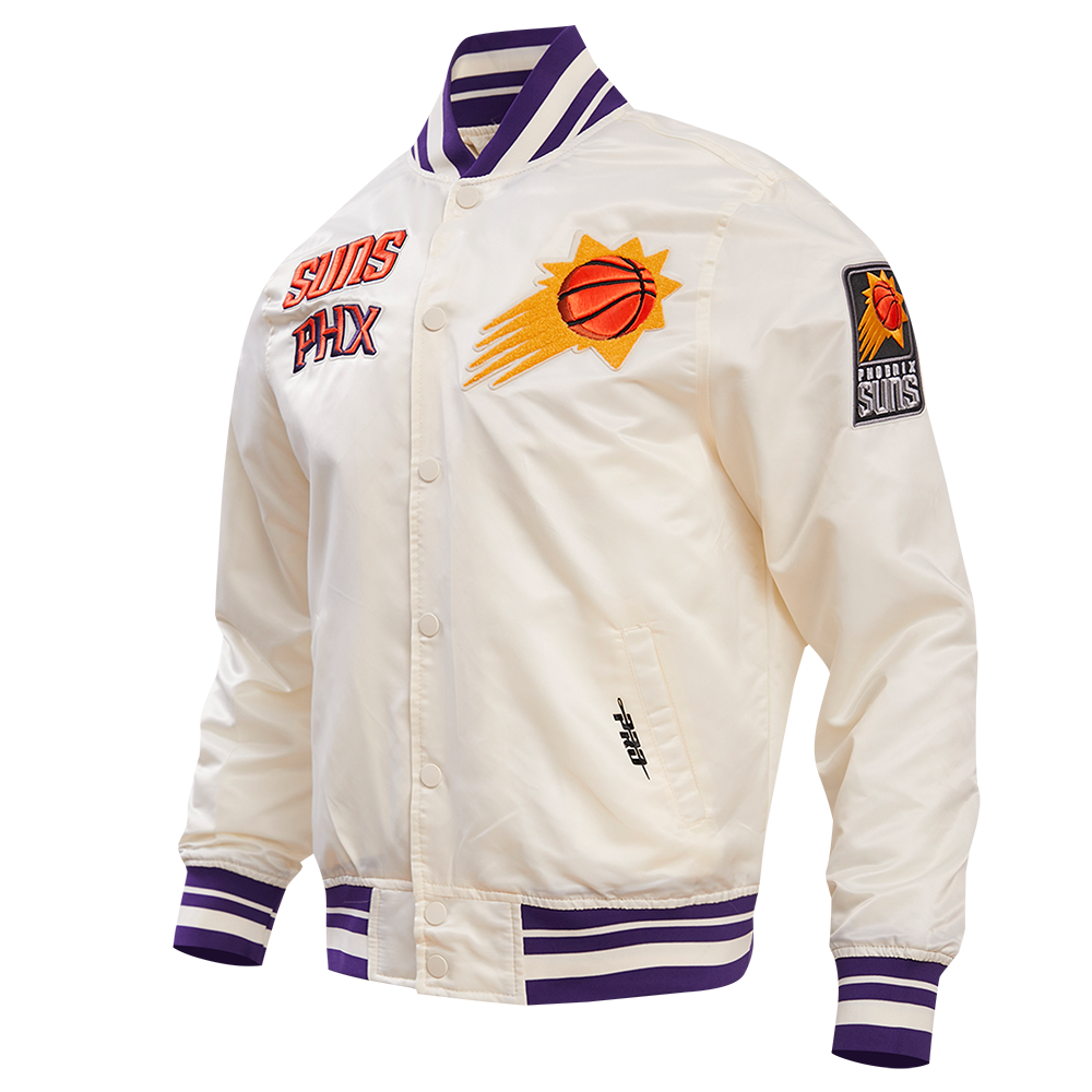 NBA PHOENIX SUNS RETRO CLASSIC MEN S RIB SATIN JACKET EGGSHELL PURPL Pro Standard