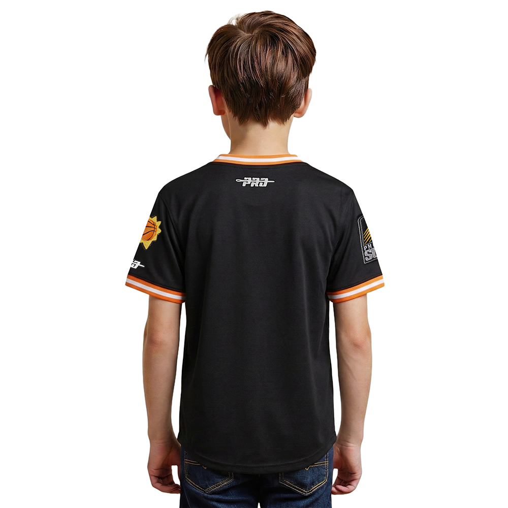 NBA PHOENIX SUNS CLASSIC BIG BOYS SHORT SLEEVE STRIPED RIB TEE (BLACK/ORANGE)