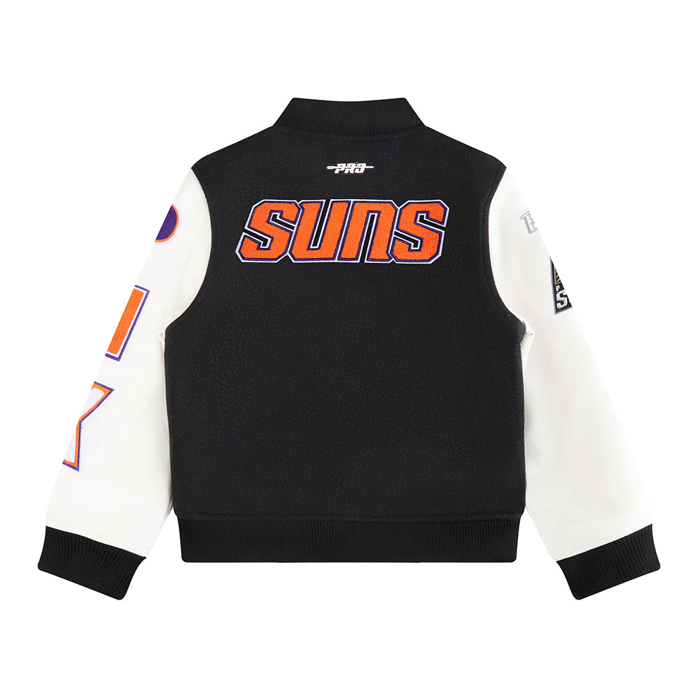 NBA PHOENIX SUNS CLASSIC BIG BOYS WOOL VARSITY JACKET (BLACK/WHITE)